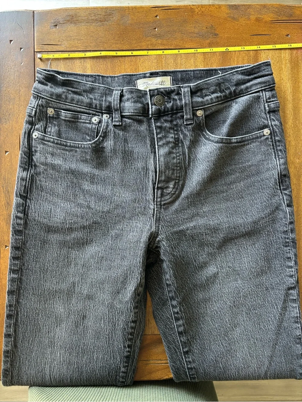Madewell Mid-Rise '90s Straight Jeans Black Acid Marbled Wash Size 27 Cotton
